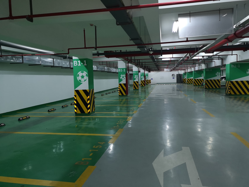 青岛划线公司承接杭州阿里体育中心地下车库划线完工