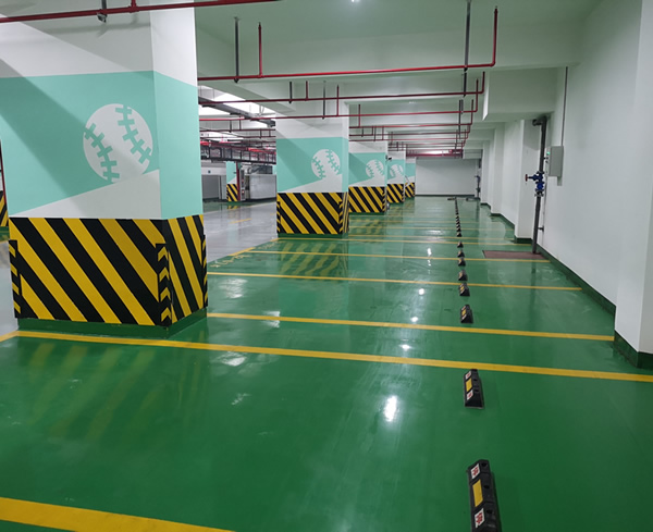 杭州阿里体育中心地下车库划线完工